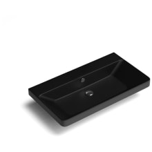 Luxury 31-11/16" Rectangular Ceramic Drop In or Wall Mounted Bathroom Sink with Overflow