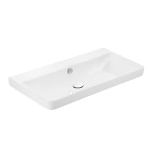 Luxury 31-11/16" Rectangular Ceramic Drop In or Wall Mounted Bathroom Sink with Overflow