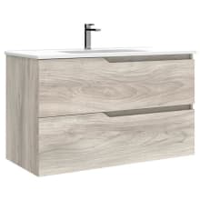 Menta 40" Wall Mounted Single Basin Vanity Set with Cabinet and Ceramic Vanity Top