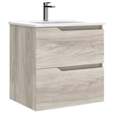 Menta 24" Wall Mounted Single Basin Vanity Set with Cabinet and Ceramic Vanity Top