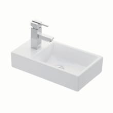 Minimal 17-7/8" Rectangular Ceramic Wall Mounted or Vessel Bathroom Sink and 1 Faucet Hole