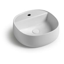 Mood 17-11/16" Square Ceramic Vessel Bathroom Sink with Single Faucet Hole