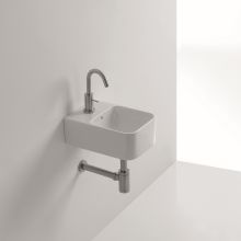 9-1/2" Ceramic Wall Mounted / Vessel Bathroom Sink with 1 Hole Drilled and Overflow from the Normal Collection