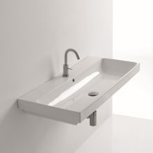 39-3/8" Ceramic Wall Mounted / Vessel Bathroom Sink with 1 Hole Drilled and Overflow from the Normal Collection