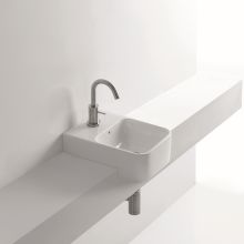 13-4/5" Ceramic Recessed Bathroom Sink with 1 Hole Drilled and Overflow