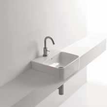 17-3/4" Ceramic Recessed Bathroom Sink with 1 Hole Drilled and Overflow