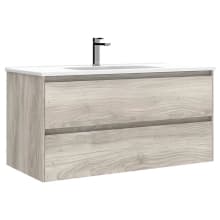 Perla 40" Wall Mounted Single Basin Vanity Set with Cabinet and Ceramic Vanity Top