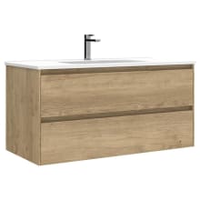Perla 40" Wall Mounted Single Basin Vanity Set with Cabinet and Ceramic Vanity Top