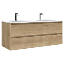 Perla 48" Wall Mounted Double Basin Vanity Set with Cabinet and Ceramic Vanity Top