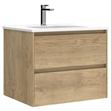 Perla 24" Wall Mounted Single Basin Vanity Set with Cabinet and Ceramic Vanity Top
