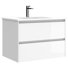 Perla 28" Wall Mounted Single Basin Vanity Set with Cabinet and Ceramic Vanity Top