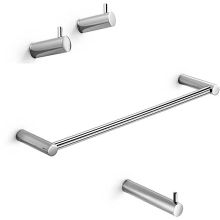 Picola Accessory Kit with Single Bathroom Hooks (2), 15-7/10" Towel Bar and Toilet Paper Holder
