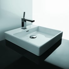 17-11/16" Ceramic Vessel Bathroom Sink with One Faucet Hole - Includes Overflow