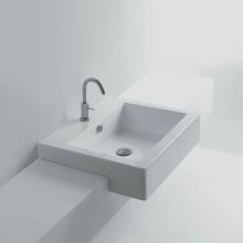 Quad 24" Semi-Recessed Bathroom Sink with Single Faucet Hole and Overflow