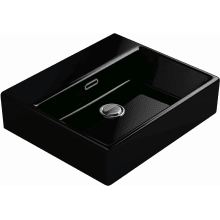 Quattro 19-1/2" Rectangular Ceramic Vessel or Wall Mounted Bathroom Sink with Overflow