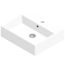 Quattro 19-1/2" Rectangular Ceramic Vessel or Wall Mounted Bathroom Sink with Overflow and Single Faucet Hole