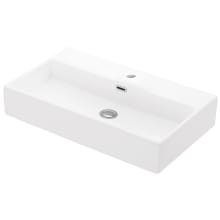 Quattro 27-5/8" Rectangular Ceramic Vessel or Wall Mounted Bathroom Sink with Overflow and Single Faucet Hole