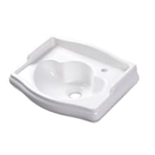 Retro 16-1/8" Specialty Ceramic Wall Mounted Bathroom Sink with Single Faucet Hole at 1-3/8" Centers