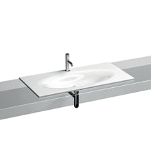 Shape 40-3/16" Rectangular Ceramic Drop In Bathroom Sink with Single Faucet Hole