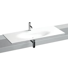 Shape 48" Rectangular Ceramic Drop In Bathroom Sink with Single Faucet Hole