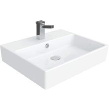 Simple Ceramic White 19-7/10" Vessel or Wall Mounted Bathroom Sink with One Faucet Hole - Includes Overflow