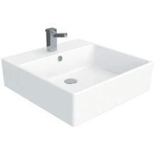 Simple Ceramic White 19-7/10" Vessel or Wall Mounted Bathroom Sink with One Faucet Hole - Includes Overflow