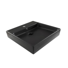 Simple 19-11/16" Square Ceramic Vessel or Wall Mounted Bathroom Sink with One Faucet Hole - Includes Overflow