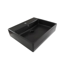Simple 23-5/8" Rectangular Ceramic Vessel or Wall Mounted Bathroom Sink with One Faucet Hole - Includes Overflow