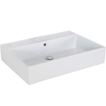 Simple Ceramic White 27-3/5" Vessel or Wall Mounted Bathroom Sink - Includes Overflow