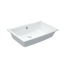 Slim 29-1/2" Rectangular Ceramic Undermount Bathroom Sink with Overflow