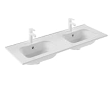 Slim 47-3/16" Rectangular Ceramic Drop In Double Bathroom Sink with Overflow and Single Hole