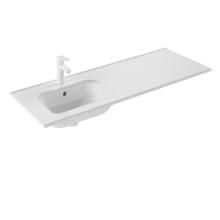 Slim 47-3/16" Rectangular Ceramic Drop In Bathroom Sink with Overflow and Single Hole