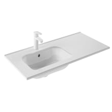 Slim 35-3/8" Rectangular Ceramic Drop In Bathroom Sink with Overflow and Single Hole