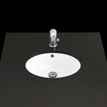 Under 19-1/8" Round Ceramic Undermount Bathroom Sink with Overflow