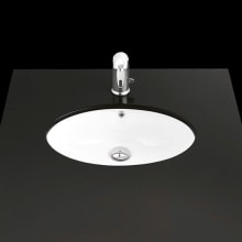 Under 22-3/16" Round Ceramic Undermount Bathroom Sink with Overflow