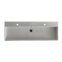Unlimited 47-1/2" Rectangular Ceramic Vessel / Wall Mounted Bathroom Sink with Overflow and 2 Faucet Holes