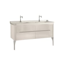 Waldorf 60" Wall Mounted Double Basin Vanity Set with Cabinet and Ceramic Vanity Top - Single Faucet Hole