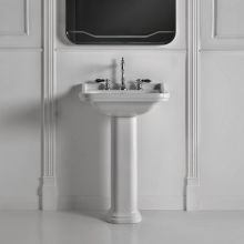 Waldorf Ceramic White 23-3/5" Pedestal Bathroom Sink with One Faucet Hole - Includes Overflow