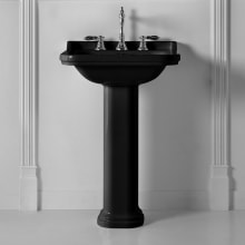 Waldorf 23-5/8" Rectangular Ceramic Pedestal Bathroom Sink with 3 Faucet Holes at 8" Centers