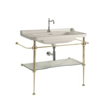Waldorf 31-1/2" Rectangular Brass and Ceramic Console Bathroom Sink with Overflow and 1 Faucet Hole