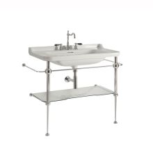 Waldorf Ceramic White 39-2/5" Console Bathroom Sink with Three Faucet Holes - Includes Overflow