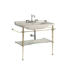 Waldorf 39-3/8" Rectangular Brass and Ceramic Console Bathroom Sink with Overflow and 3 Faucet Holes at 8" Centers