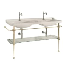 Waldorf 59-1/8" Rectangular Brass and Ceramic Console Bathroom Sink with Overflow and 1 Faucet Hole