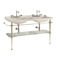 Waldorf 59-1/8" Rectangular Brass and Ceramic Console Bathroom Sink with Overflow and 3 Faucet Holes at 8" Centers