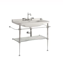 Waldorf 47-3/16" Rectangular Brass and Ceramic Console Bathroom Sink with Overflow and 3 Faucet Holes at 8" Centers