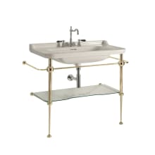 Waldorf 47-3/16" Rectangular Brass and Ceramic Console Bathroom Sink with Overflow and 3 Faucet Holes at 8" Centers