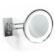 WS 8-7/10" X 8-7/10" Wall Mounted Framed Magnifying Make-Up Mirror with Articulated Arm and LED Lighting
