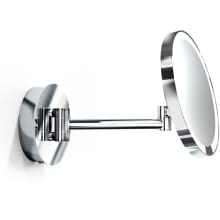 WS 8-9/10" X 8-1/2" Wall Mounted Framed Magnifying Make-Up Mirror with Adjustable Mirror Tilt, Articulated Arm and LED Lighting