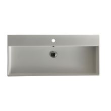 Unlimited 39.4"L Ceramic Wall Mounted / Vessel Sink with One Faucet Hole - Includes Overflow