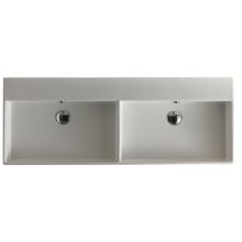 Ceramica I 47-1/5" Ceramic Double Basin Vessel or Wall Mounted Sink - Includes Overflow